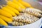 Sweet corn boiling in a pot