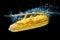 Sweet Corn Cob Dropped Underwater with Splashes