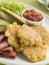 Sweet corn Fritters with Salsa Gherkins Avocado