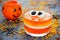 Sweet corn jelly with marshmallow eyes - fun food Halloween recipe