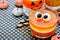 Sweet corn jelly with marshmallow eyes - fun food Halloween recipe