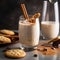 Sweet and Creamy Milk and Cinnamon Drink with Cookies