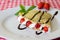 Sweet crepe with chocolate and fruit