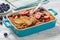 Sweet Croissant Casserole with Berries in dish