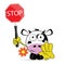 Sweet and cute cow with sign stop vector