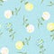 Sweet Dandelion Repeat Pattern With Polka Dots In Blue And White