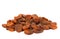 Sweet dark dried apricots on white background