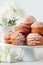 Sweet deep fried small homemade balls donuts on a platter