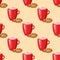 Sweet delicious cracker coffee cup morning bakery seamless pattern dessert pastry fresh drink cappuccino vector