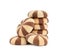 Sweet delicious striped cookies on background