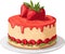 Sweet Delight: Strawberry Cheesecake Illustration in Simple and Minimalist Cartoon Style