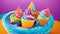 Sweet Delights Celebrating National Ice Cream Cone Day with a Vibrant Baking Mold.AI Generated