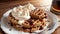 Sweet Delights Irresistible Raisin Waffles to Celebrate National Waffle Day.AI Generated