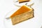 Sweet dessert with caramel crepe cake