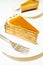 Sweet dessert with caramel crepe cake