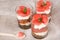 Sweet dessert tiramisu with fresh grapefruit