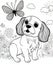 Sweet dog with big eyes and a playful expression, Coloring Page for dog lovers