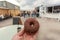 Sweet donut for customer of the street food market of Copenhagen, Denmark. Popular city market