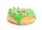 A sweet donut with green glaze