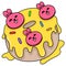 Sweet donut snack food with delicious cream and toppings, doodle icon image kawaii