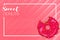 Sweet donut vector banner lettering illustration on coral background with pink donuts.