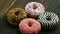 Sweet donuts with different glazing