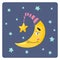 Sweet dream poster with cute funny moon crescent