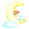 Sweet dreams baby with hand drawn watercolour for nursery and kids