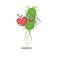 A sweet e.coli bacteria cartoon character style with a heart