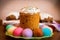 Sweet Easter cake with colorful eggs