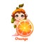 Sweet fairy with orange. Vector illustration. Flat style