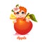 Sweet fairy with red apple. Vector illustration. Flat style