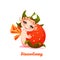 Sweet fairy with red strawberry. Vector illustration. Flat style