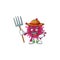 Sweet Farmer amoeba coronaviruses cartoon mascot with hat and tools