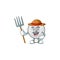 Sweet Farmer satellite dish cartoon mascot with hat and tools