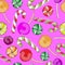 Sweet festive seamless cartoon vector pattern with color candies on a neutral background