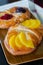 Sweet flaky pastry with fruits