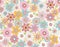 Sweet Floral seamless groovy pattern in retro style. Vintage moodd ,Hand drawn pastel blossom Vector illustration