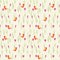 Sweet flowers and tiny bird seamless pattern