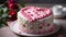 Sweet food, pink color, gourmet, baked, flower, romance, icing, decoration generated by AI