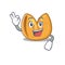 Sweet fortune cookie cartoon character making an Okay gesture