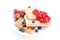 Sweet fresh tasty waffles with mixed fruits