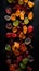 Sweet Fruit Gummies Candy Vertical Background.