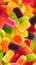 Sweet Fruit Gummies Candy Vertical Background Illustration.