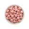 Sweet Fruit Pink Corn Balls Snack in Round Bowl Top View