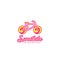 Sweet full color bicycle logo vector, cute pink and yellow sweet bike logo icon design