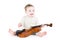 Sweet funny baby playing violin