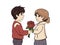 Sweet Gesture - Boy Giving Flowers to Girl on Valentine\\\'s Day
