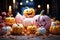 Sweet ghostly pumpkins captivate in a delightful, pastel hued palette