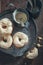 Sweet and golden spanish donuts with glaze